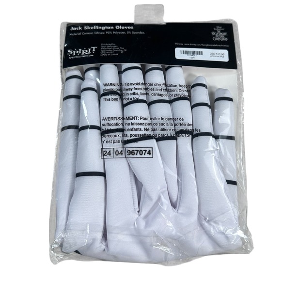 Disney Jack Skellington Adult Costume Mask Gloves Nightmare Before Christmas - Picture 15 of 16